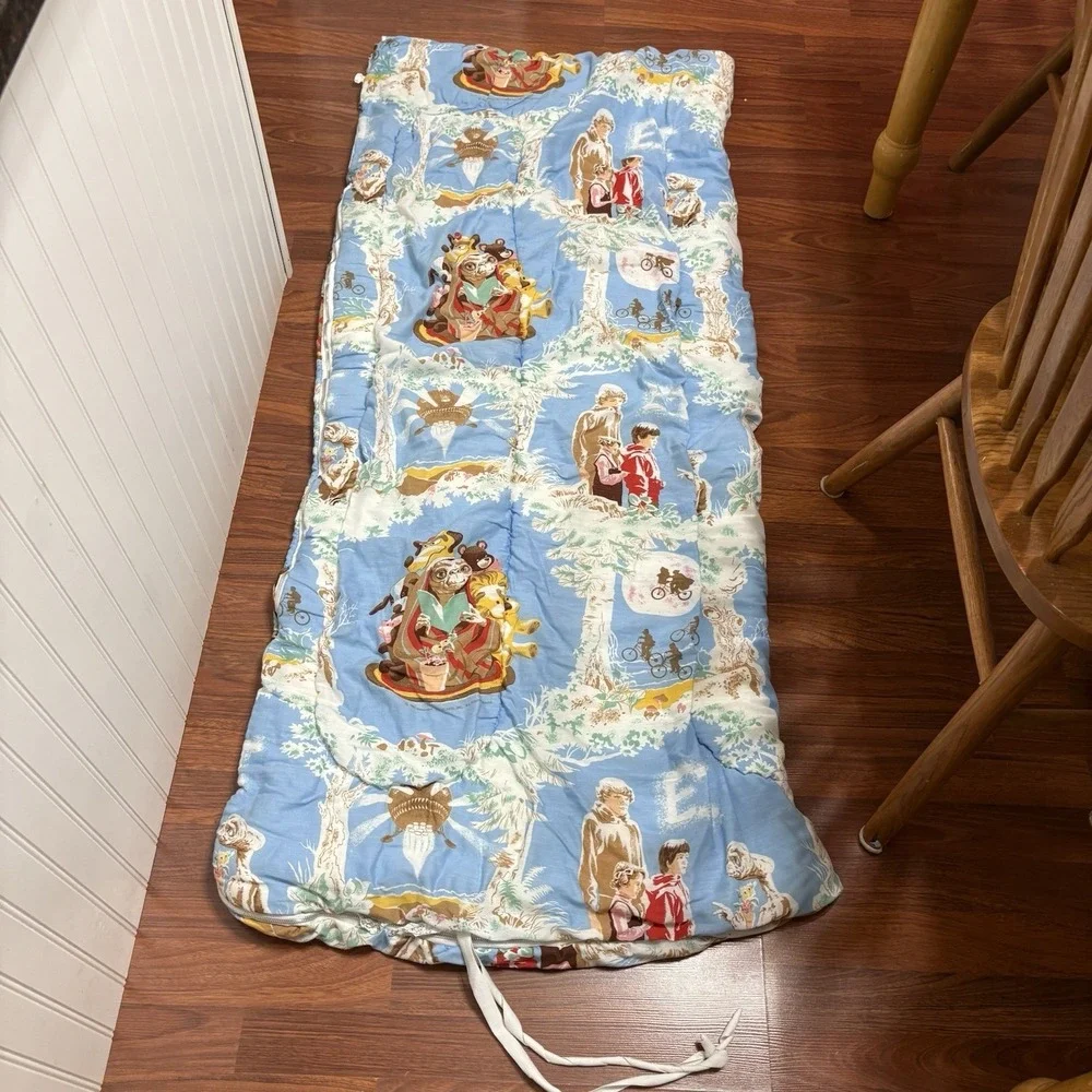 Vintage 1982 E.T. Sleeping Bag Kids Universal City Studios ET Blue Zip‎ USA Made